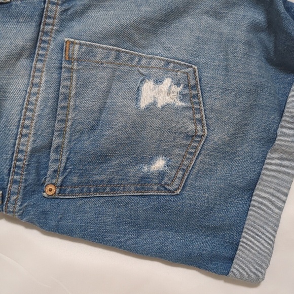 7 for All Mankind Distressed Denim Shorts, Color Blue Size 25 - Picture 13 of 15